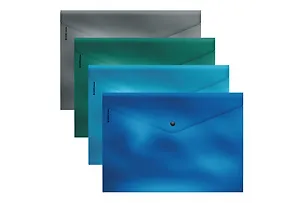 Папка-конверт А4 на кнопке "Glossy Ice Metallic", пластик, ассорти, Erich Krause 3170734
