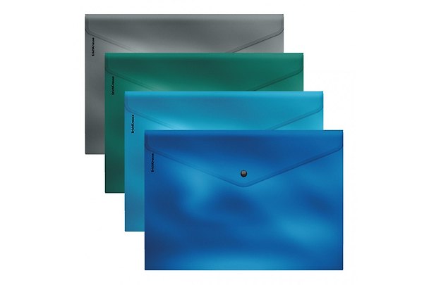 Папка-конверт А4 на кнопке "Glossy Ice Metallic", пластик, ассорти, Erich Krause 3170734 — 1