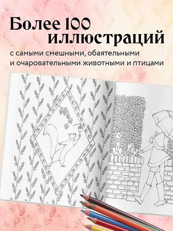 Книга Мои очаровательные пушистые друзья. Раскрашиваем 100+ иллюстраций самых милых животных (Диана Дюфур) — 6