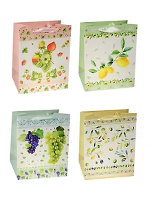 Пакет подарочный бумажный А5 18*23*10 "Фрукты акварель", нейтр., мат. ламинат, Kairui