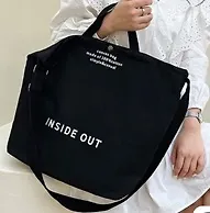 Сумка-шоппер с кнопкой Inside out (черная) (текстиль) (40х38) (12-11525-202411-BB3)