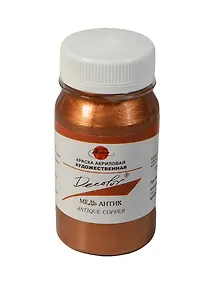 Краска акриловая "Деколор" медь антик,100мл,банка, Таир