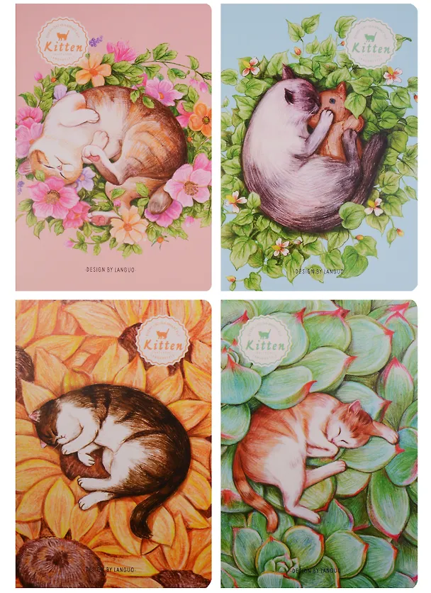 Тетрадь общая «Sleeping cat», 44 листа в клетку, А5, в ассортименте - Languo 242867 — 2