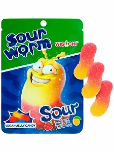 Мармелад жевательный WISICHI Кислый червячок со вкусом клубники и мушмула, 20г