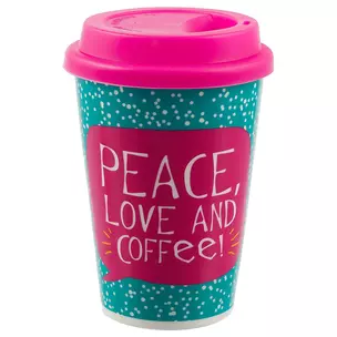 Стакан керамический Peace, Love and Coffee (ПВХ бокс) — 2580896 — 1