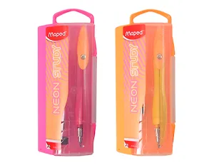 Циркуль школьный 120мм " NEON STUDY", с запасн.грифелем, металлический, ассорти, пластик.футляр, подвес, Maped