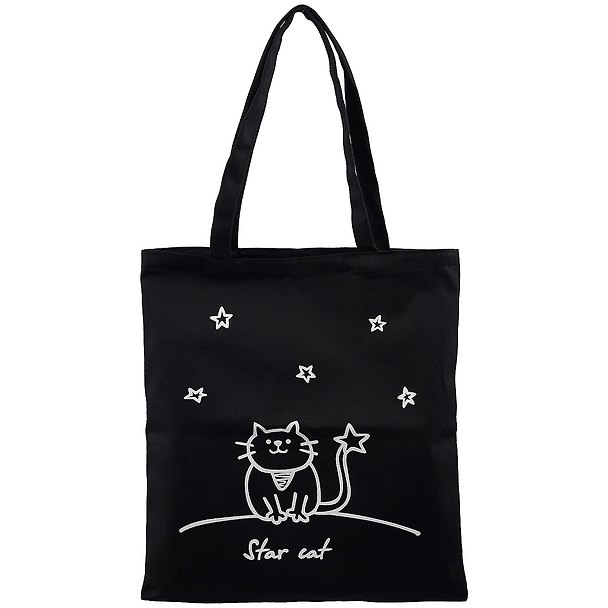 Сумка-шоппер Кот и звезды Star Cat черная, текстиль 40см.*35см. 2768750 — 1