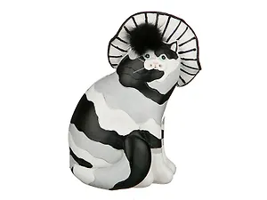 Копилка Кошка в шляпе черно-белая 17см (247-116)