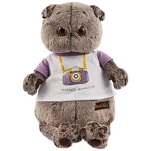 Мягкая игрушка Басик в футболке с принтом Весёлый фотограф (30 см) (Ks30-056) 2562199