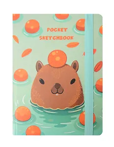 Скетчбук А6 48л "Капибара" 80г/м2, тв.обложка, мат.ламинация, резинка