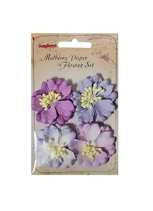 Гардении сиренево-синие (SCB300106) (набор 4шт) (d=5см) (ScrapBerry`s) (упаковка)