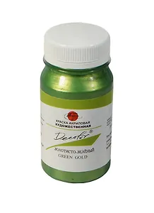 Краска акриловая "Деколор" золотисто-зел.,100мл,банка, Таир