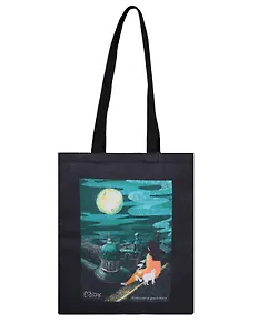 Сумка-шоппер СПб Ноксо Наедине с Петербургом Двое над городом (черная) (текстиль) (40х32) (СК2025-303)