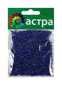 Набор д/творчества АСТРА Бисер 11/0 20гр 128 синий/непрозр.глянцевый
