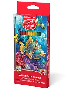 Карандаши цветные ArtBerry, акварельные 24 цвета с кисточкой