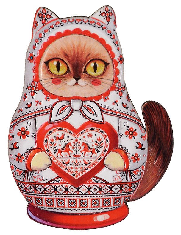 Магнит Матрёшка Кошка Мезенская (7х9) (дерево) (м1205) 3181114 — 1