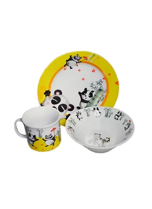 Набор детской посуды Панды (3 предмета) в круглой подарачной коробке (356-132) 2407598