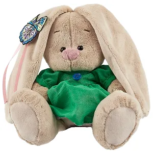Игрушка мягкая Budi Basa, Зайка Ми в зеленом платье с бабочкой (малый), 15см