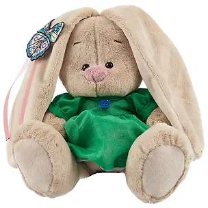 Игрушка мягкая Budi Basa, Зайка Ми в зеленом платье с бабочкой (малый), 15см 2682830
