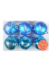 Набор шаров (6шт) (6см) Сине-голубое пластик (в ассортименте) (35535)
