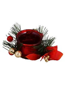 Подсвечник "Сосновый букет", красный, 11.3 х 5.5 см