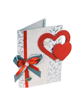 Открытки ручной работы Валентинка "Два сердце" 13,5*9,5 см из бумаг ручного отлива 00008302 2392980