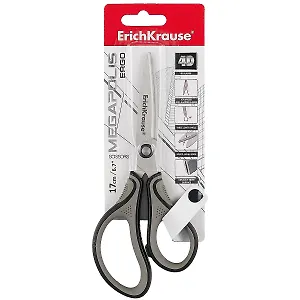 Ножницы 170мм офисные "Megapolis Ergo" эргоном.ручки, черные, блистер, ErichKrause