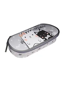 Пенал школьный 1отд. "Лучшие друзья" полиэстер, мягкий с откидным клапаном, Оникс