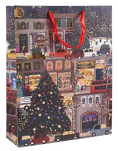 Пакет А4 32*26*12 "Новогодний город" НГ, бум.мат.ламинат