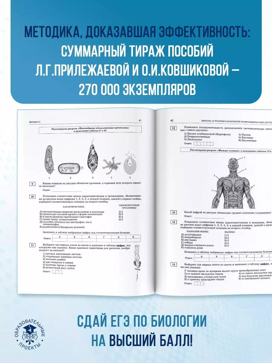 ЕГЭ-2025. Биология. 30 тренировочных вариантов экзаменационных работ для  подготовки к единому государственному экзамену (Ольга Ковшикова, Лариса  Прилежаева) - купить книгу с доставкой в интернет-магазине «Читай-город».  ISBN: 978-5-17-164814-5