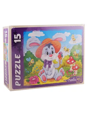 Пазл Плюшевый зайка Рыжий кот Макси-пазлы 15 элементов ПУ15-7279 2794776