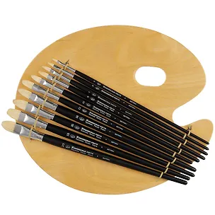 Набор кистей №4 – №20, щетина, палитра 219624