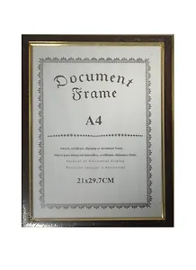 Фоторамка пластик 21*30 "Двойная желтая кайма" хаки, гладкая