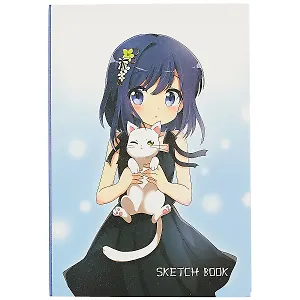 Скетчбук Аниме Девушка с белым котиком (Сёдзё) (цветная) (124л) (14,5х21)