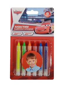 Аквагрим MultArt Карандаши выдвижные Disney Тачки (180584) (6 неоновых цветов) (блистер) (в кор. 4х24шт)