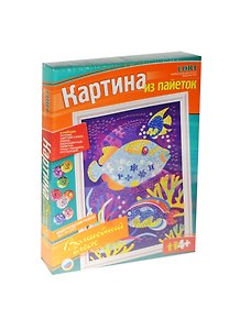 LORI Ап-002 Картина из пайеток Волшебный блеск Экзотические рыбки (набор д/творчества) (+рамка) (4+) (коробка)