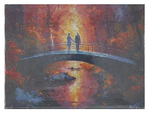 Алмазная мозаика (классическая), с подрамником, с полным заполнением "Мост в лесу", 30 х 40 см