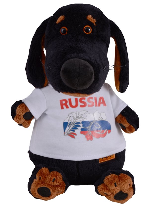 Мягкая игрушка Такса Ваксон в футболке с принтом Россия (29 см) (Vaks29-020) 2654041 — 1