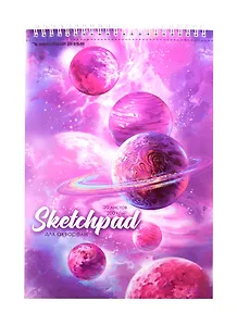 Скетчбук А4 20л "Космос" акварельная, 200г/м2, обложка картон, гребень