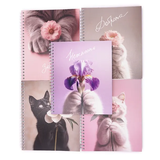 Тетрадь общая «Cat & Flowers», 96 листов в клетку, А5, в ассортименте - Listoff 3149254 — 7