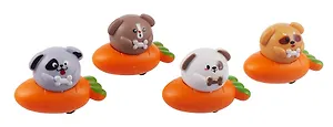 Инерционные машинки, фигурки животных Собачки (набор 4 шт машинки + 4 шт морковки)