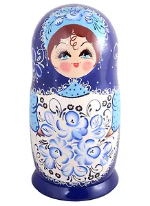 Матрешка 10 в 1 расписная гуашь (Гжель, Эскиз 02)