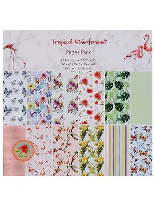 Набор бумаги для скрапбукинга, 15*15см, 24 листа, 12 дизайнов Tropical RainForest (11-2) (11-223 2618051