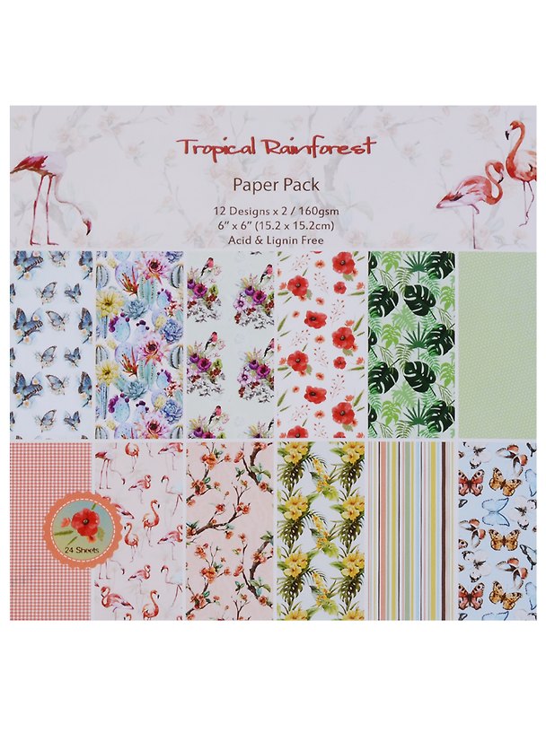 Бумага для скрапбукинга «Tropical RainForest», 24 листа, 15х15 см, 12 дизайнов 2618051 — 1