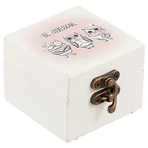 Шкатулка с зеркалом Совы Be awesome (дерево) (6,5*6,5*5см)