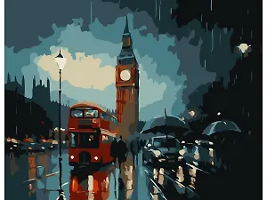 Картина по номерам на подрамнике "Дождливый Лондон" (17х22)