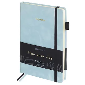 Ежедневник недат. А5 160л "Velvet" серо-голубой, иск.кожа, петля д/ручки, резинка