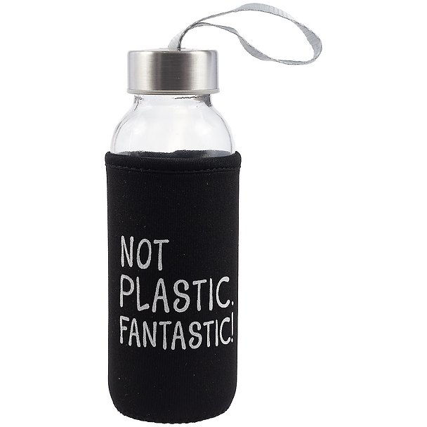Бутылка в чехле с цветом Not Plastic Fantastic (черная) (300мл) (стекло) (12-07599-268) 2856378 — 1