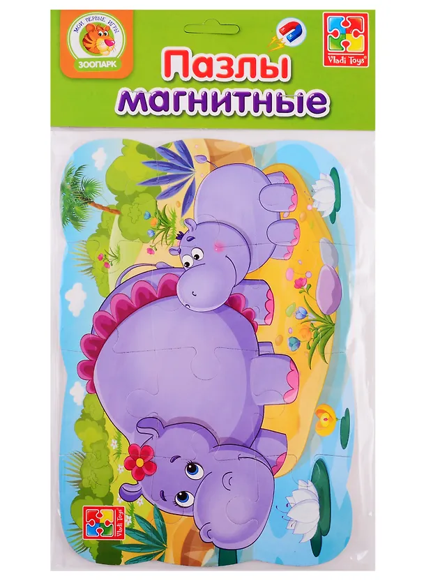 Пазл «Бегемот» Мои первые игры, магнитный, Vladi Toys 2789738 — 1