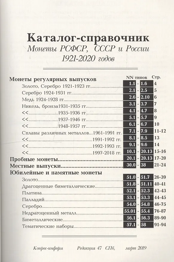 Книга Монеты РСФСР, СССР и России 1921-2020 годов. Каталог-справочник. Март 2019 () — 2